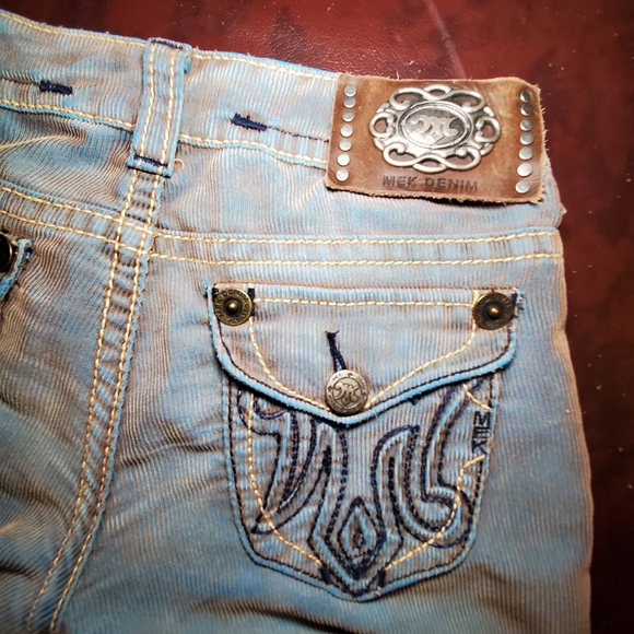 MEK handcrafted premium corduroy, blue/copper shimmer, contrast stitching. - Picture 3 of 7